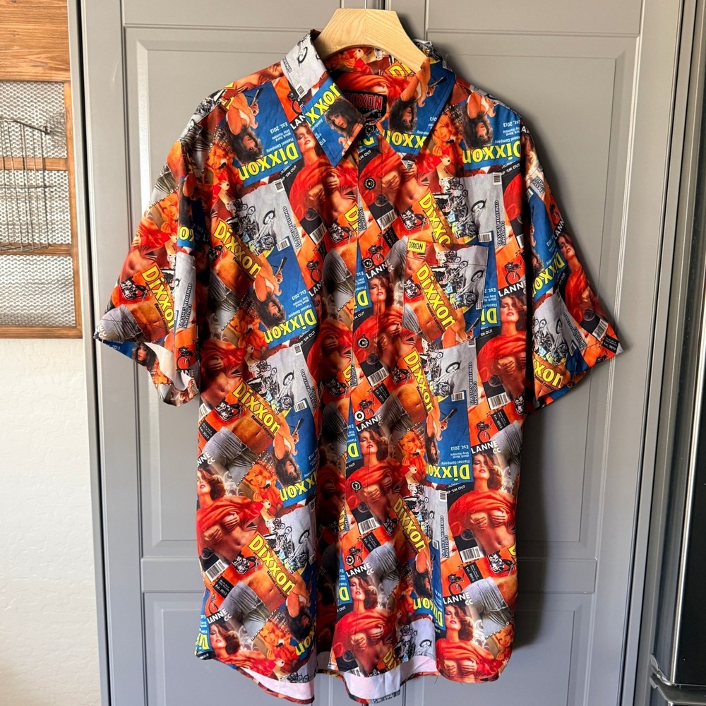 Dixxon Flannel Co The Articles Retro Print Short Sleeve Party Shirt, Multi, XL